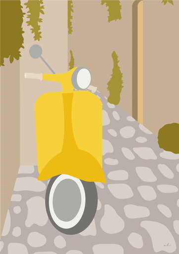 Poster Vespa dans les rues italiennes